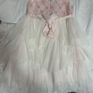 Elegant Pink and White Kids Formal Dress